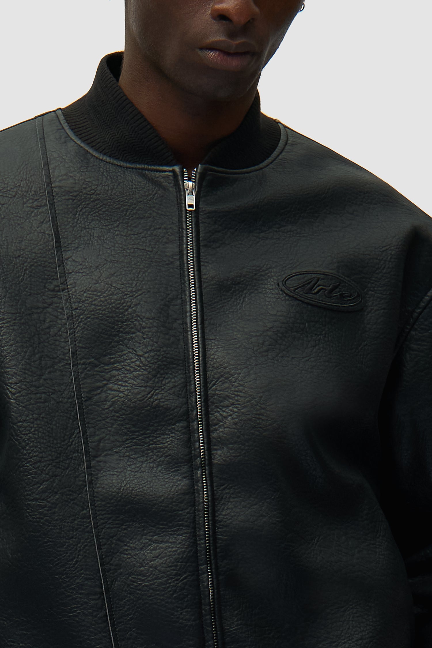 Veste universitaire en cuir - Noir