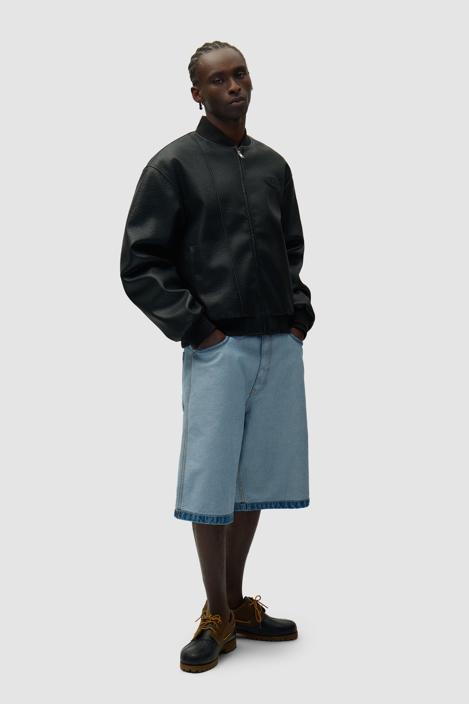 Veste universitaire en cuir - Noir