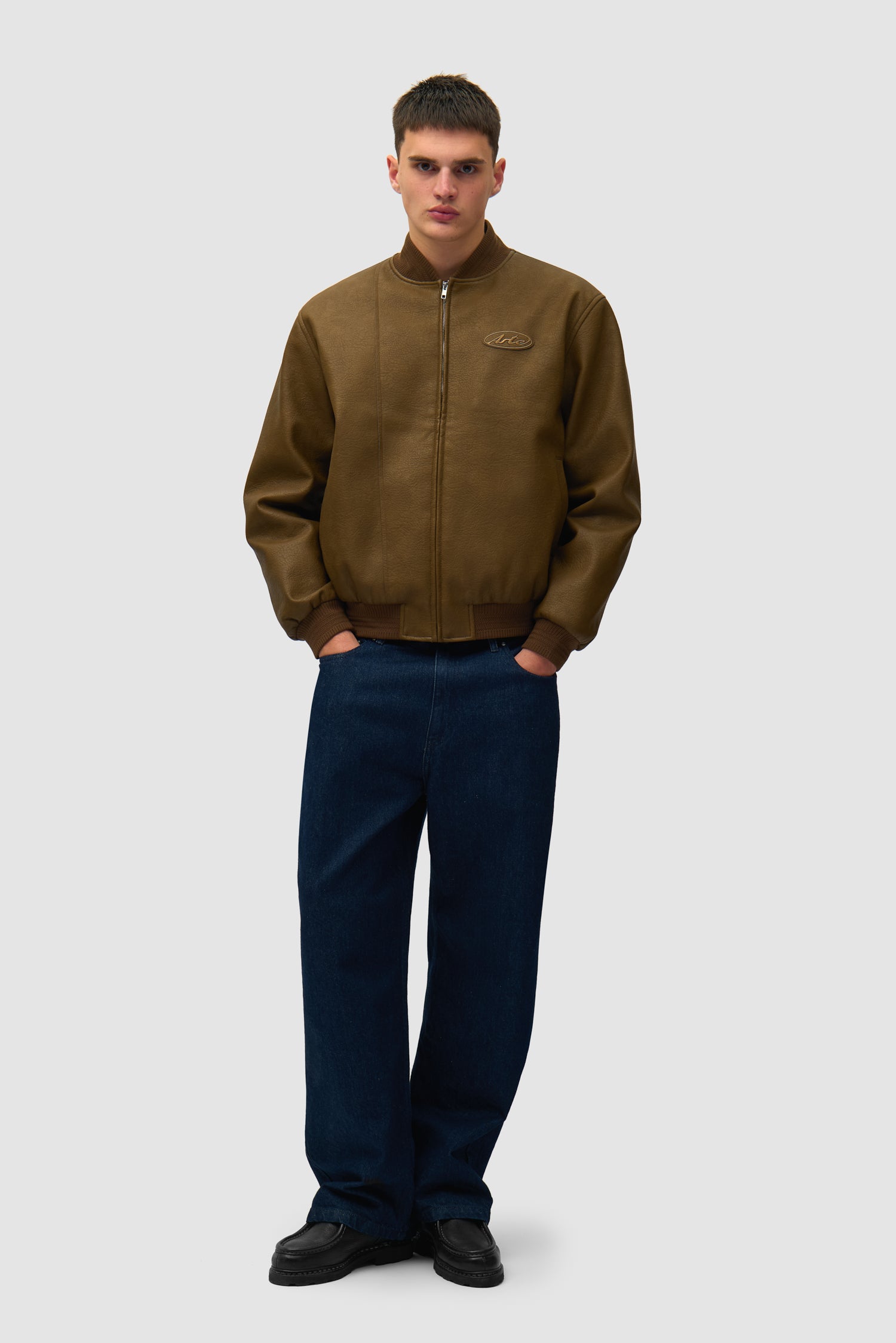 Veste universitaire en cuir - Marron