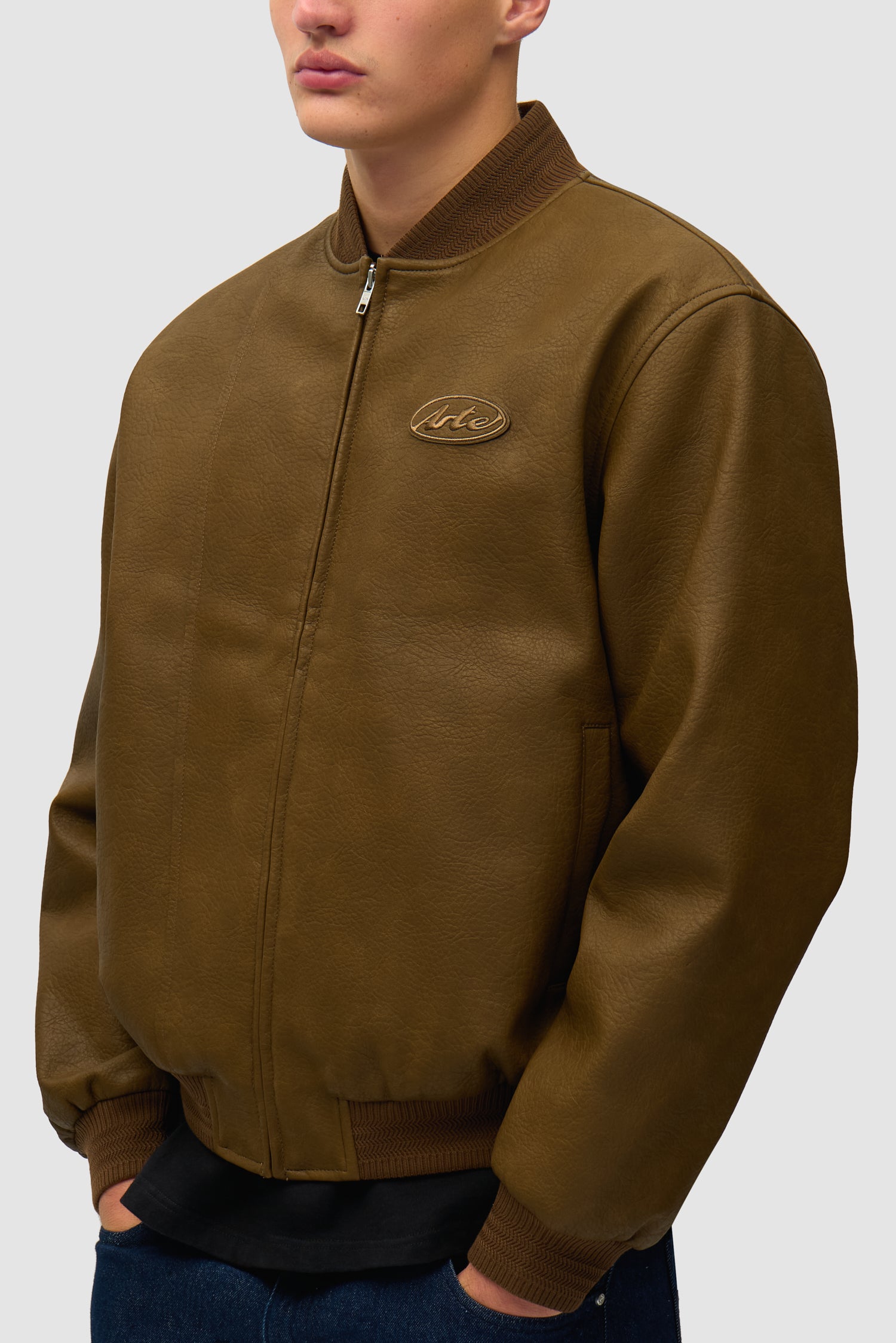 Veste universitaire en cuir - Marron