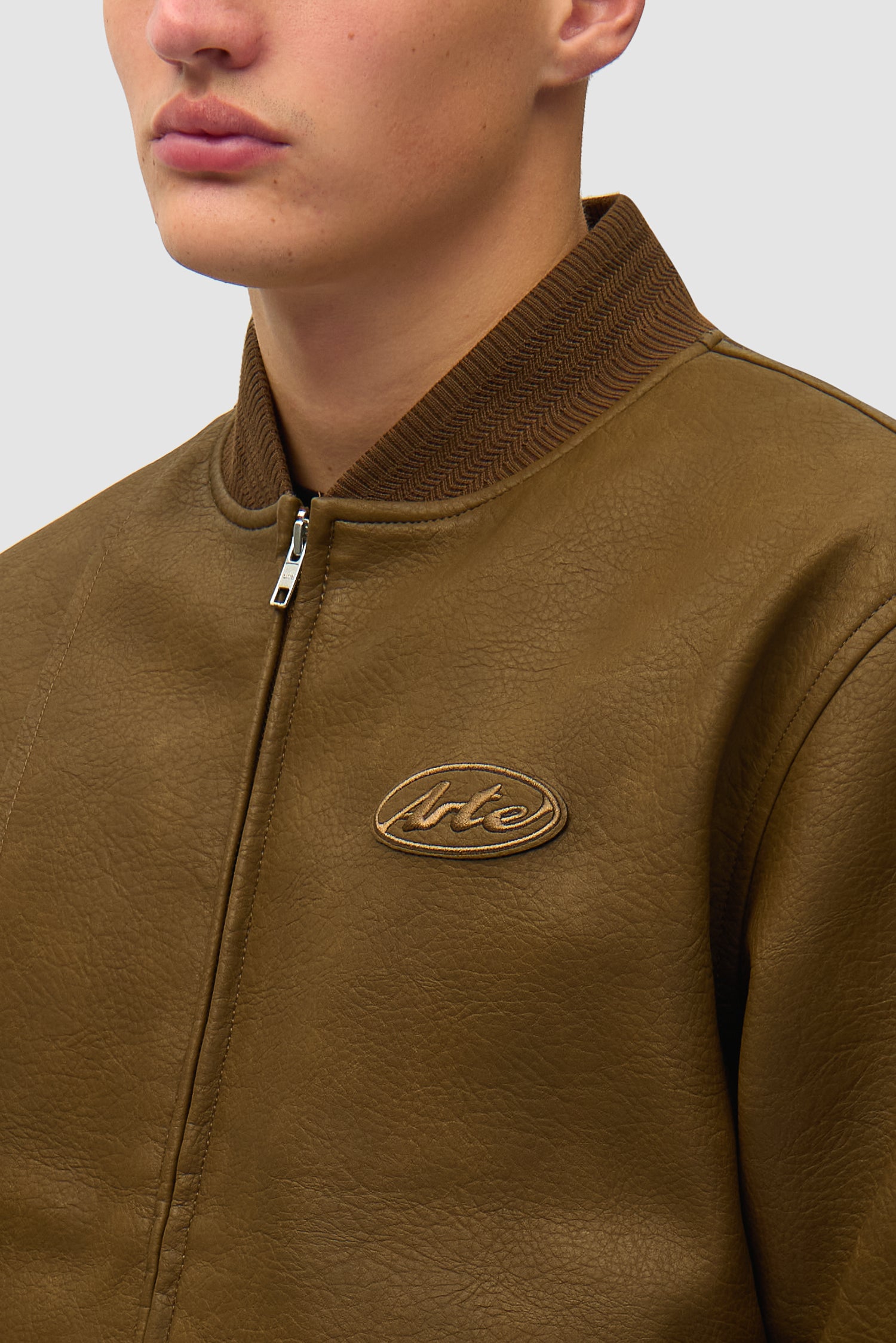 Veste universitaire en cuir - Marron