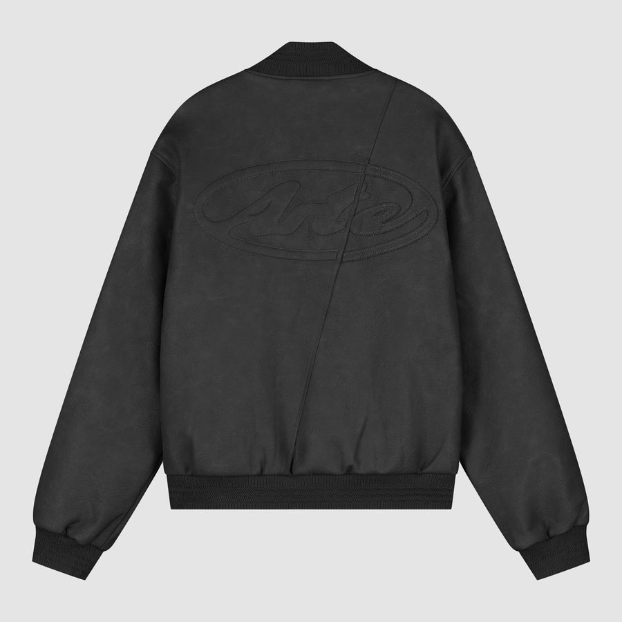 Veste universitaire en cuir - Noir