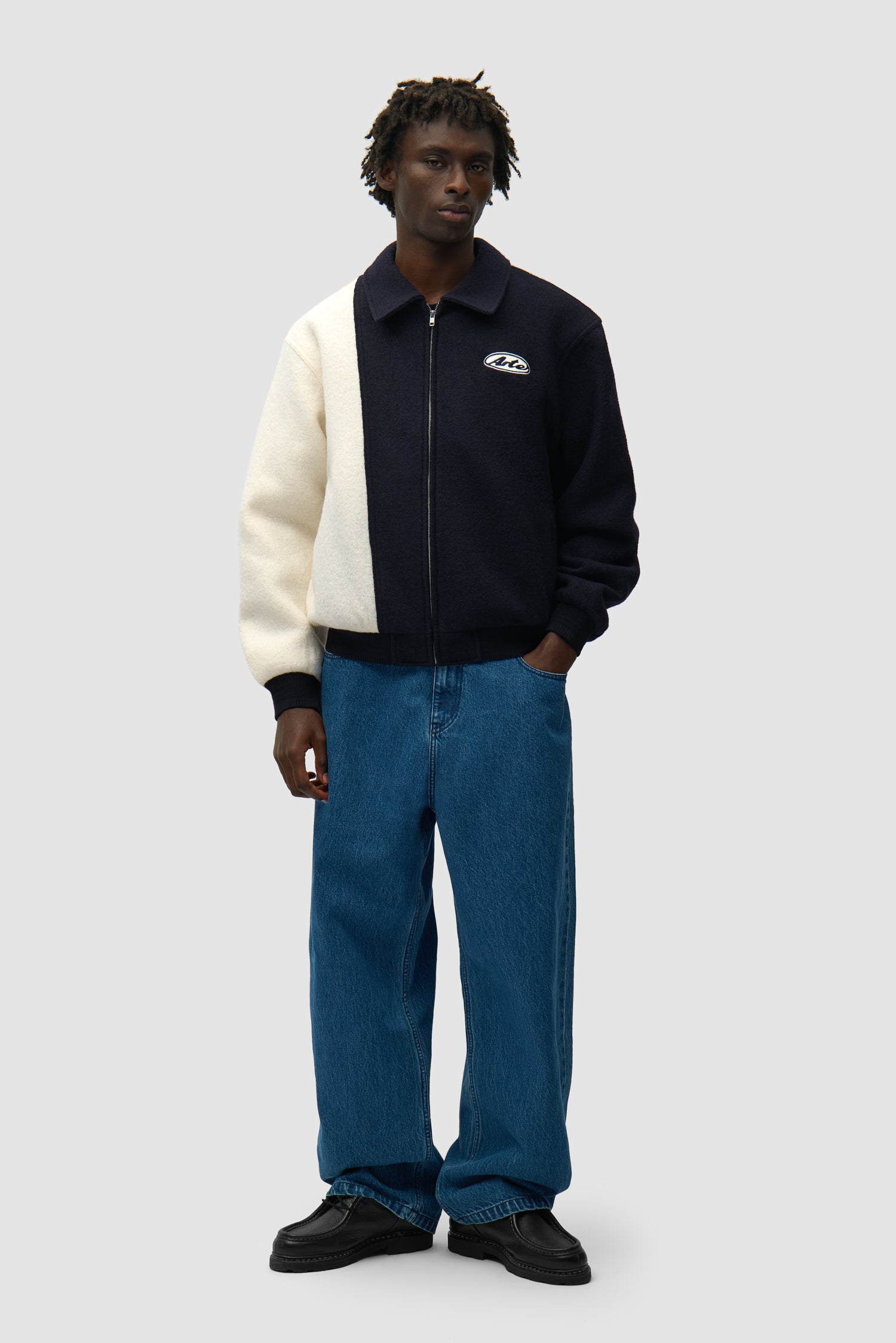 Veste universitaire en laine - Bleu/Blanc