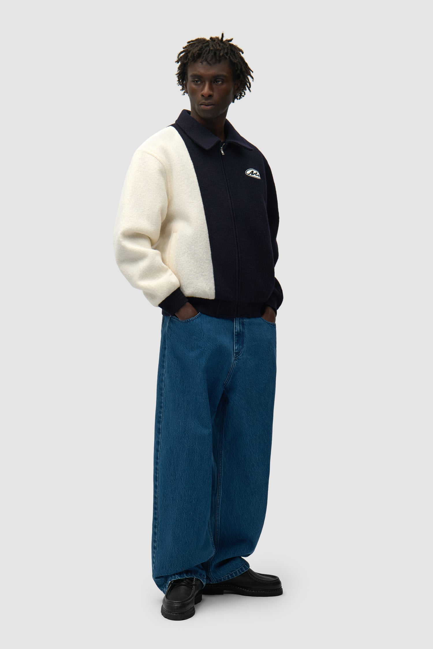 Veste universitaire en laine - Bleu/Blanc