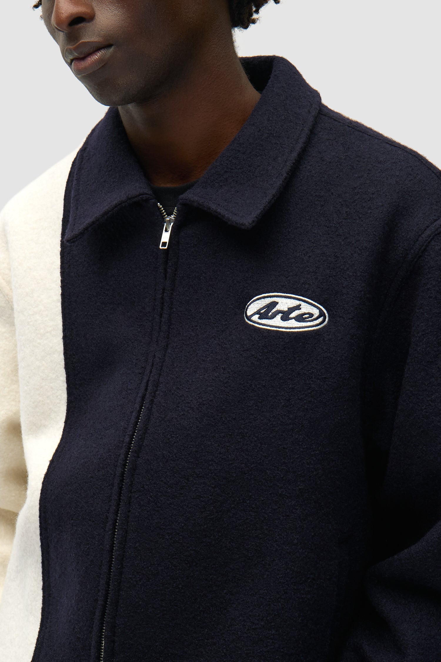 Veste universitaire en laine - Bleu/Blanc