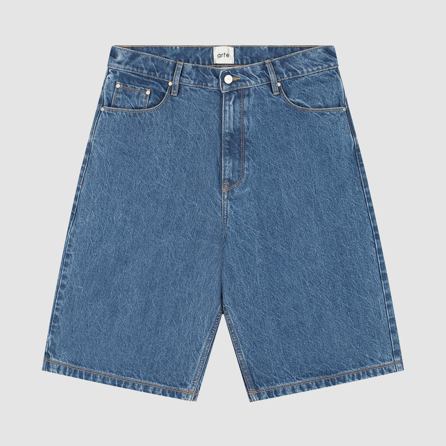 Round pocket Denim Shorts - Raw Denim