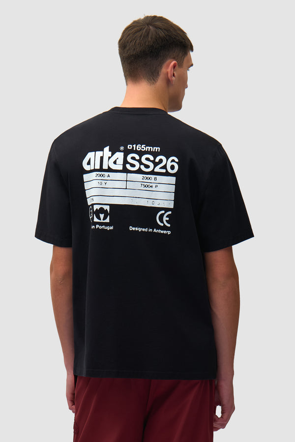 SS26 Back T-shirt in Black worn by a model, half-body back view