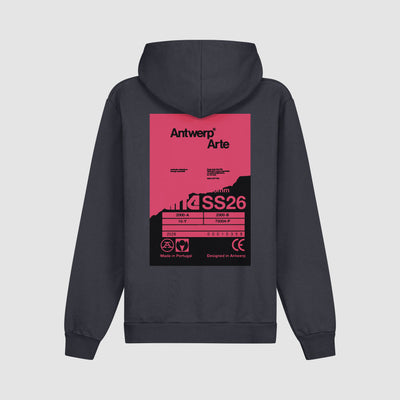 Sweat à capuche avec poster au dos - Bleu marine