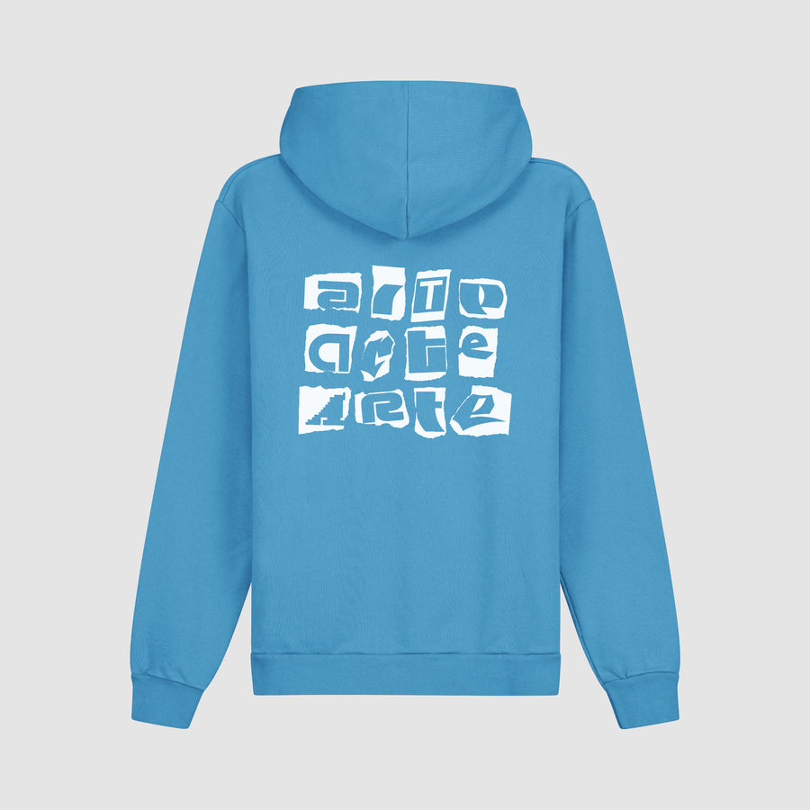 Sweat à capuche avec logo multi-couches dans le dos - Bleu