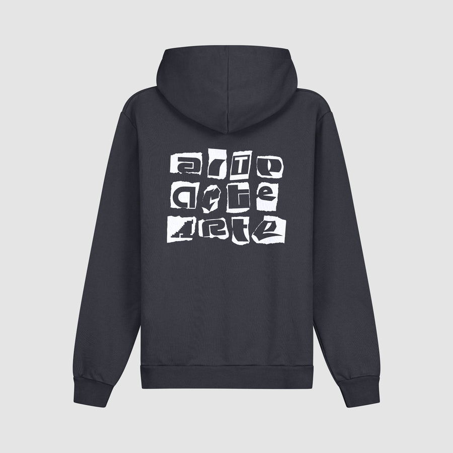Sweat à capuche avec logo multi-couches dans le dos - Bleu marine