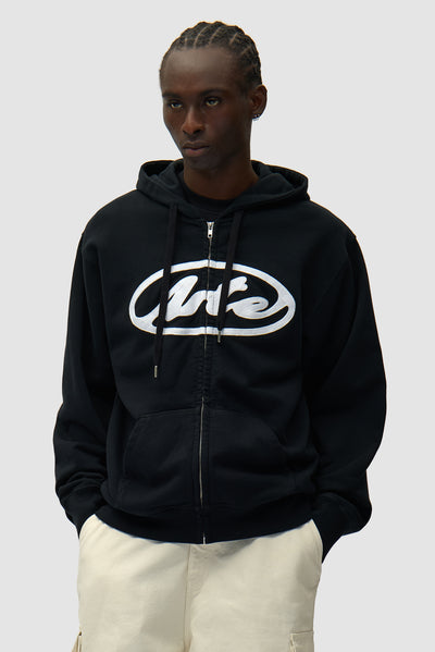 Sweat à capuche zippé avec logo cercle - Noir
