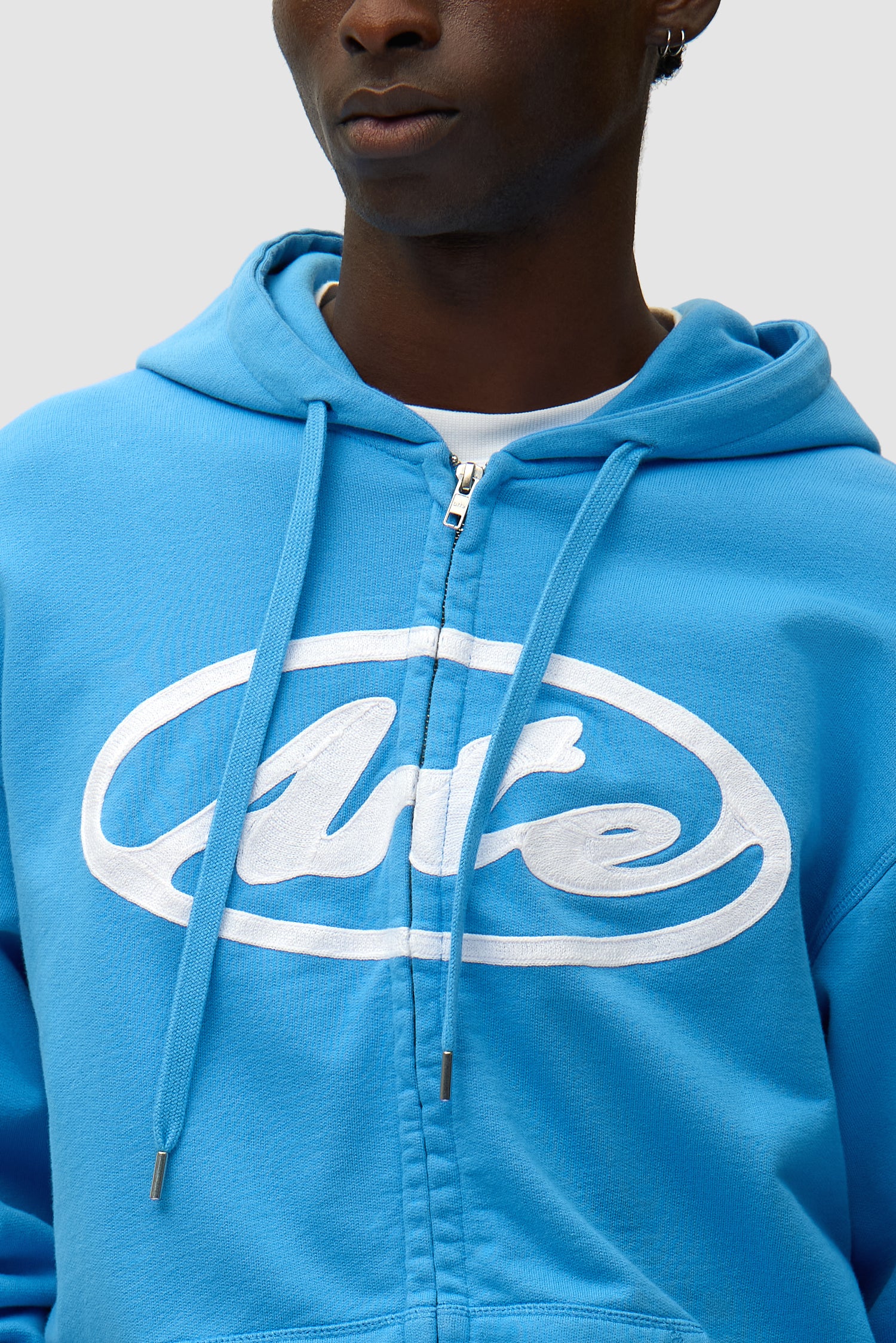 Sweat à capuche zippé avec logo circulaire - Bleu