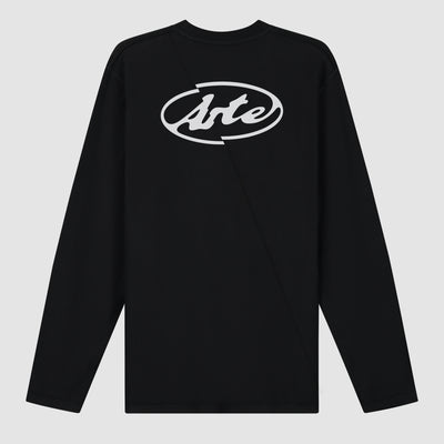 T-shirt à manches longues avec logo cercle dans le dos - Noir