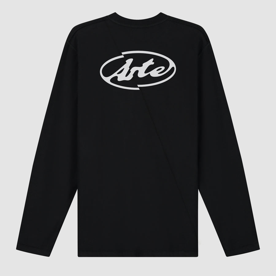 T-shirt à manches longues avec logo cercle dans le dos - Noir