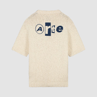 T-shirt en maille avec motif graphique au dos - Crème