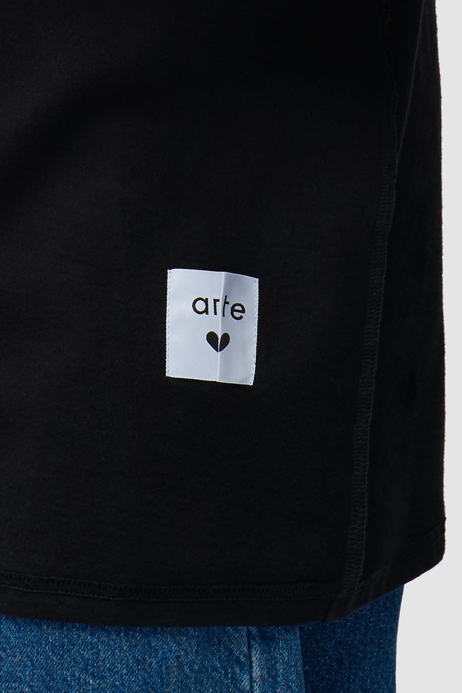 T-shirt à manches longues avec étiquette réversible - Noir