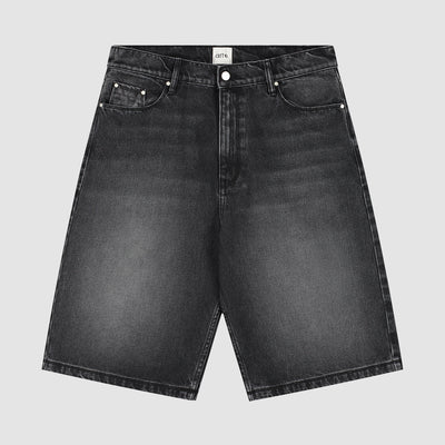 Short en denim à poches rondes - Noir délavé
