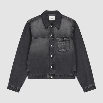 Veste en jean à poches plissées - Noir délavé