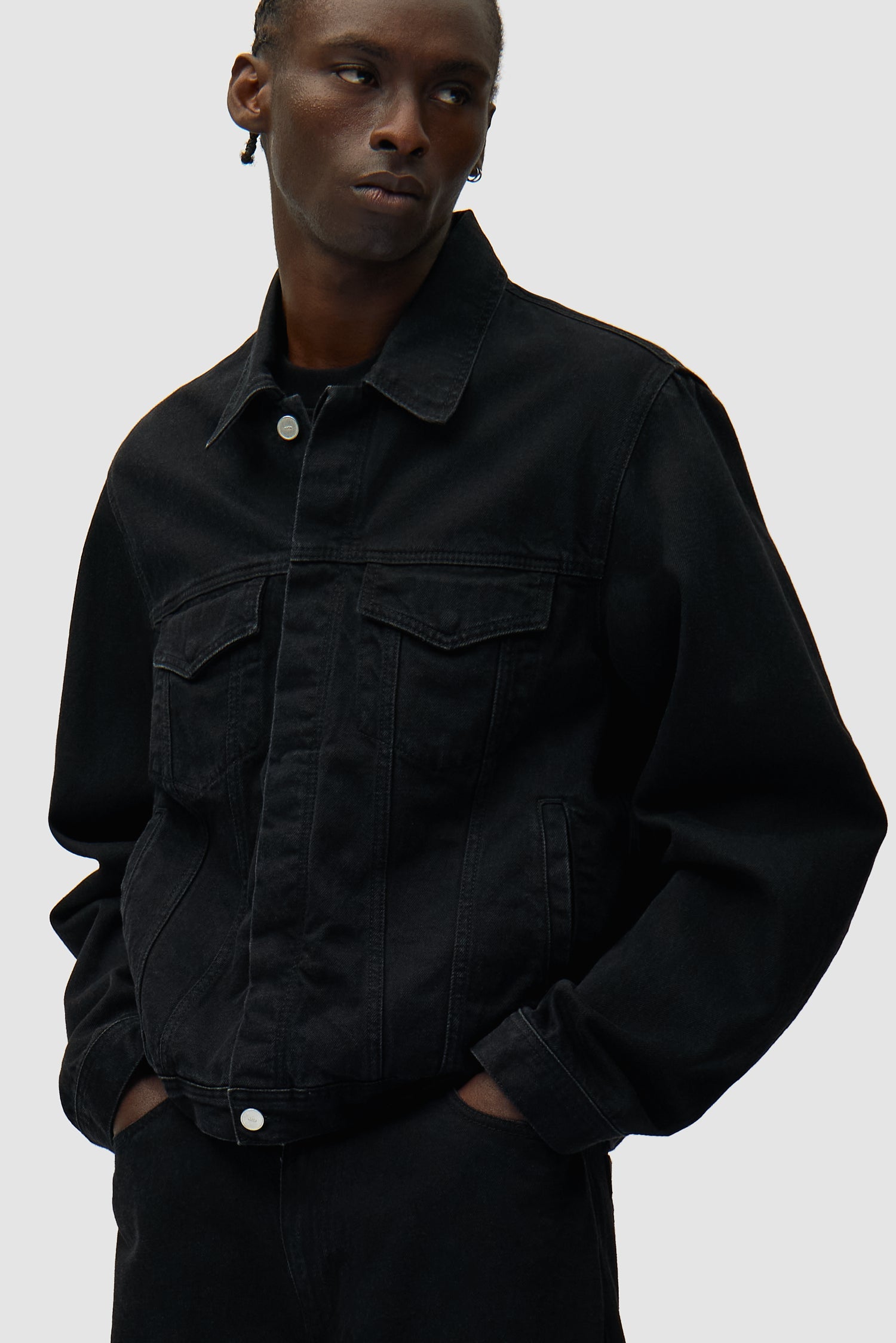 Veste en jean avec logo cercle - Noir