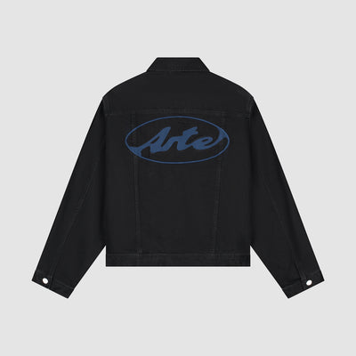 Veste en jean avec logo cercle - Noir