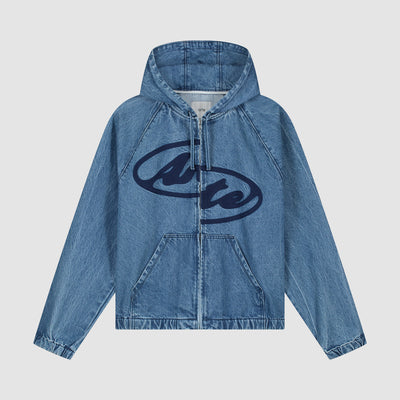 Veste à capuche en denim Split Logo - Bleu marine