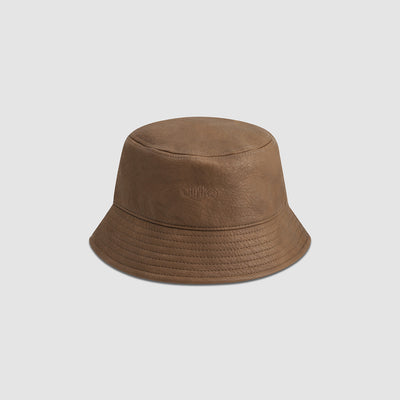 PU Leather Buckethat - Brown