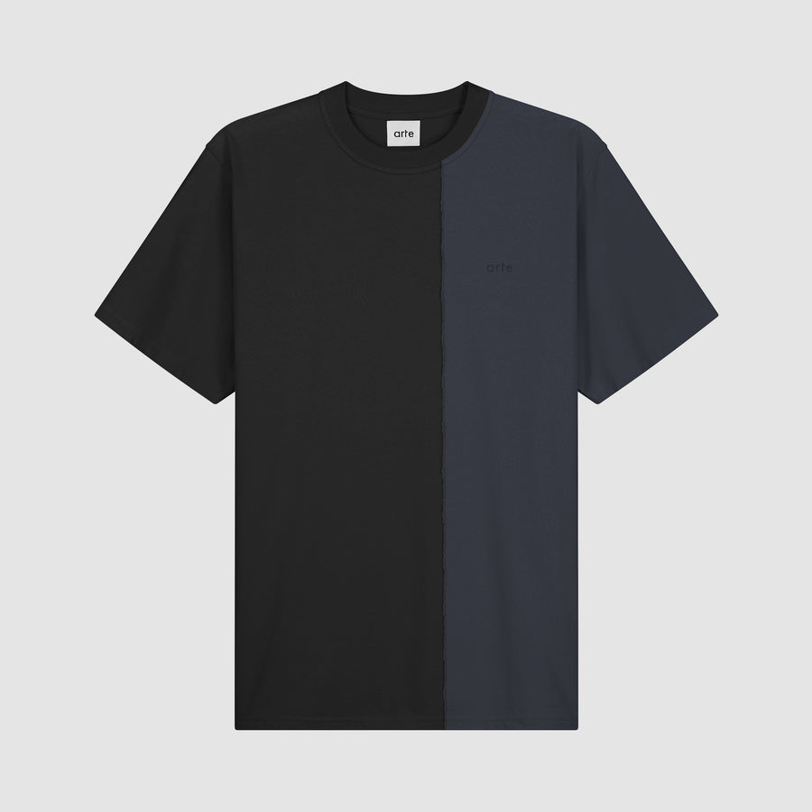 T-shirt bicolore - Bleu marine/Noir