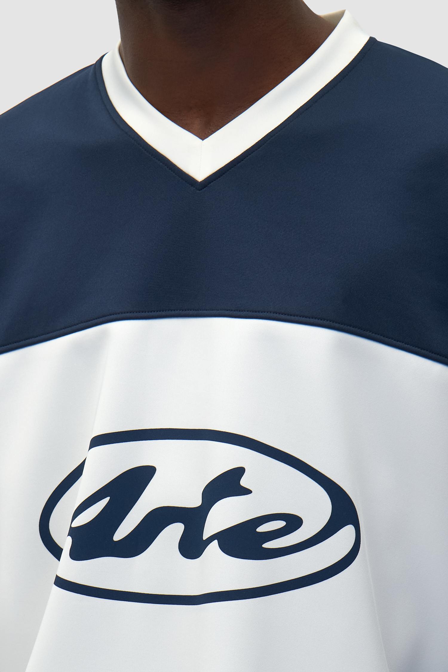 T-shirt à manches longues avec logo circulaire - Blanc/Bleu marine