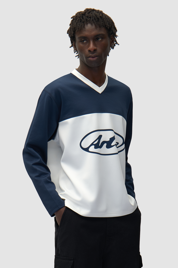 Circle Logo Longsleeve - White/Navy
