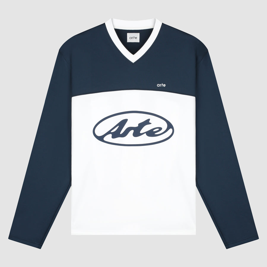 Circle Logo Longsleeve - White/Navy