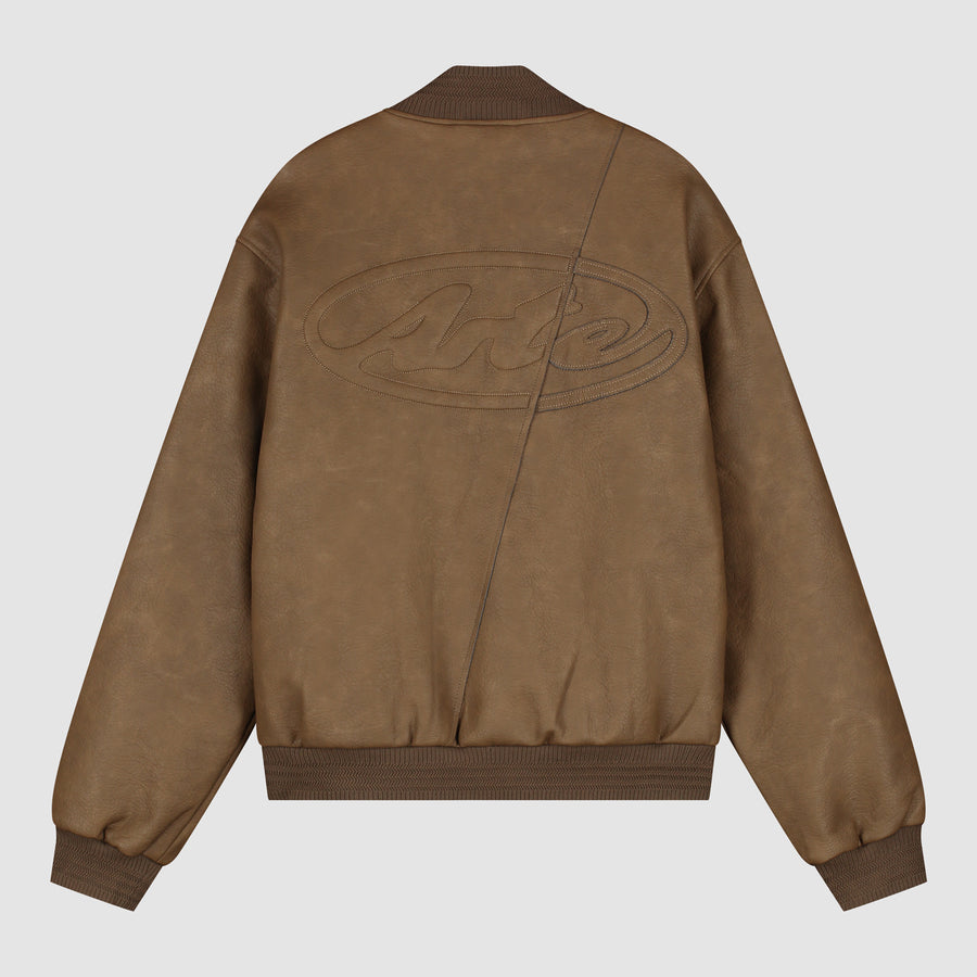 Veste universitaire en cuir - Marron