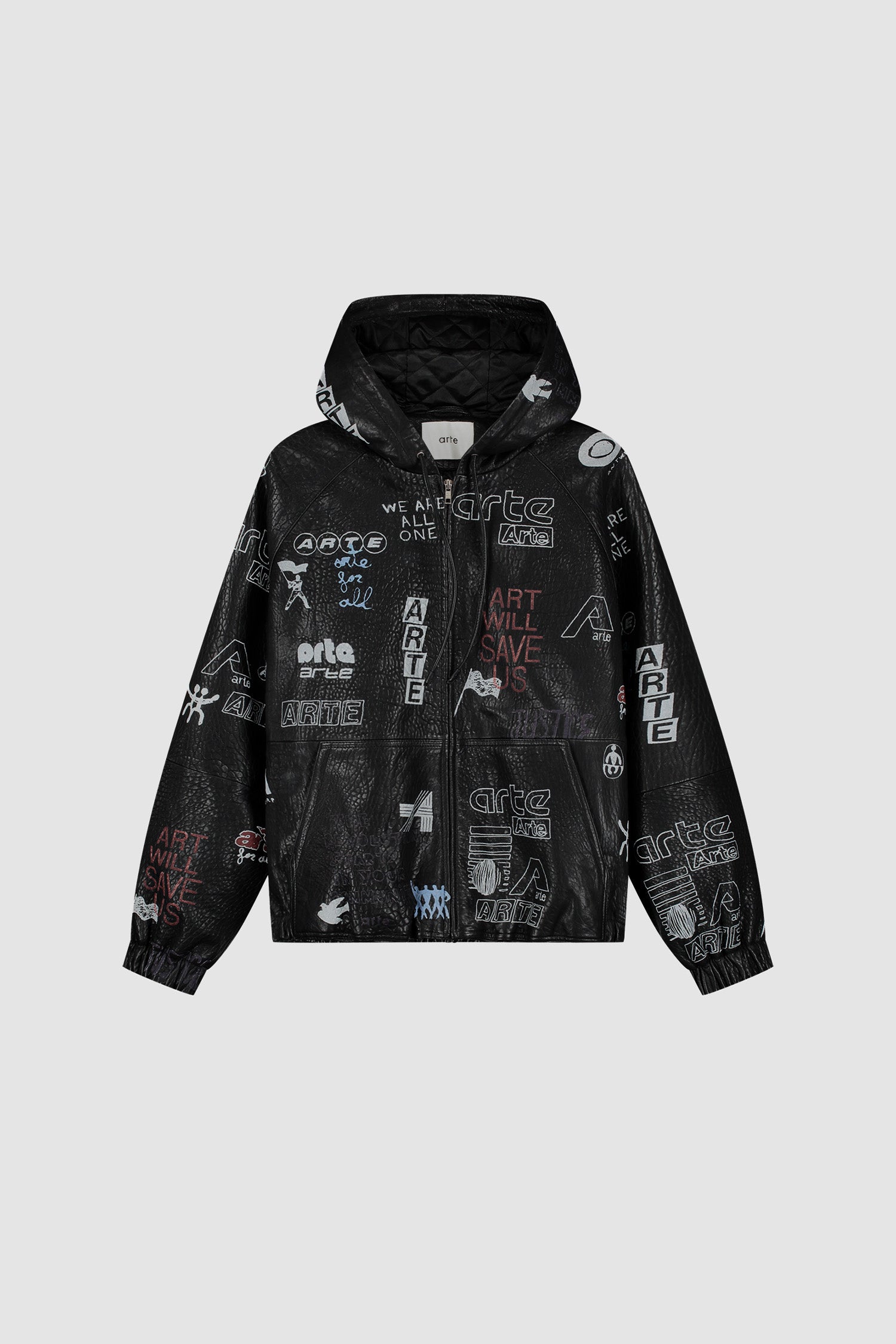 Veste en cuir noir intégral, vue de face