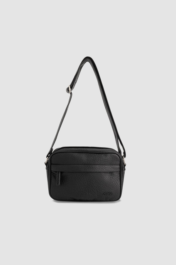 Texture Leather Bag in Black, front view
