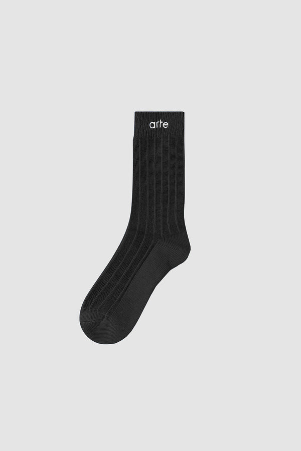 Line Socks in Black, front view