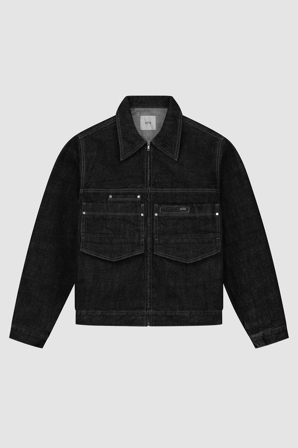 Denim Jacket in Black, front view