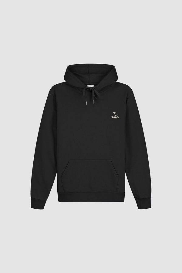 Heart Logo Hoodie in Black, front view