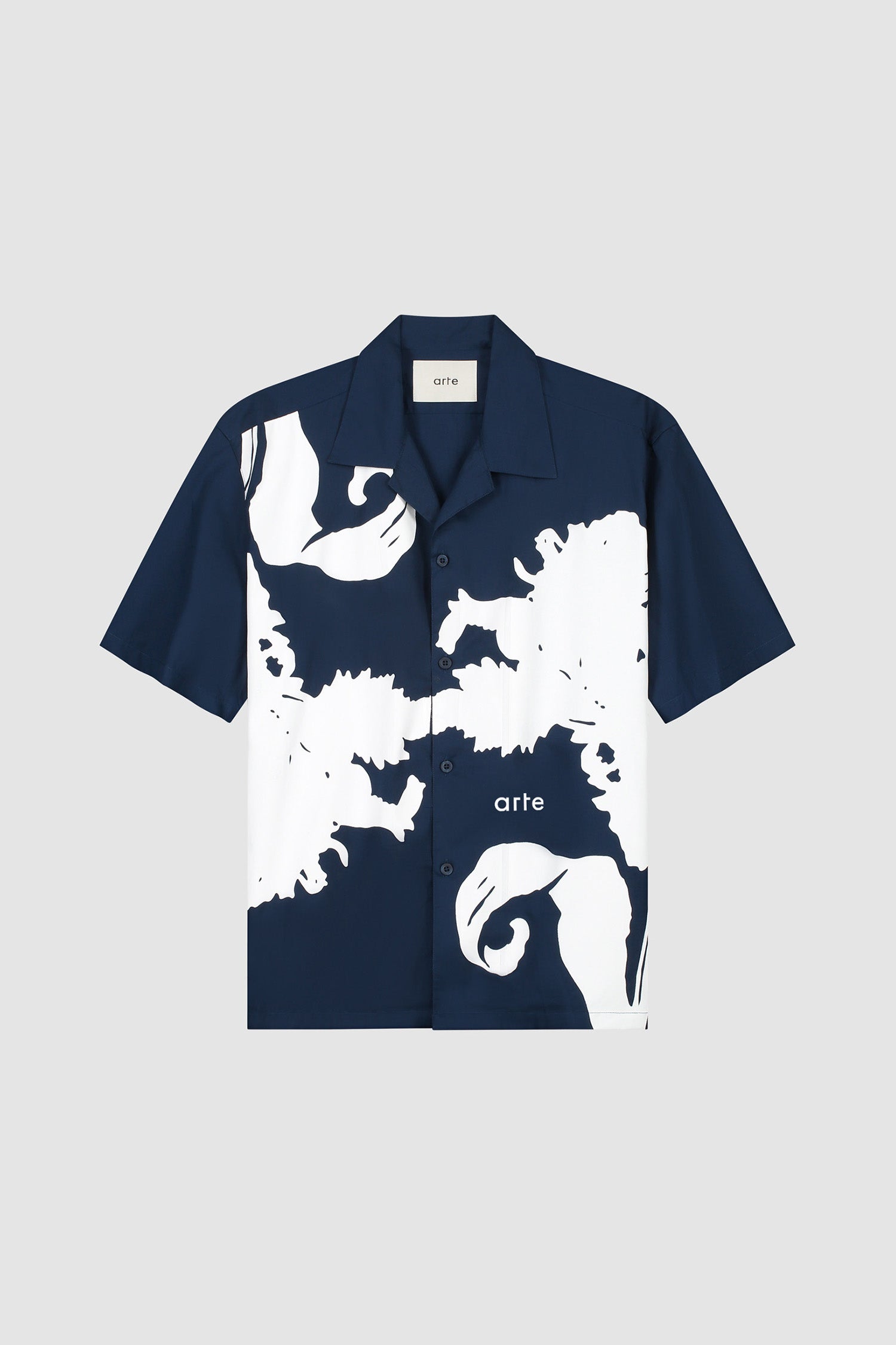 Big Flower Shirt - Navy/White