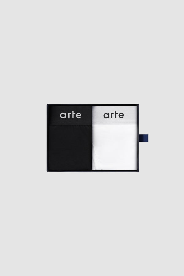 2-Pack Boxer Briefs in Black/White, open box