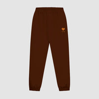 Heart Flower Sweat Pants - Brown - S