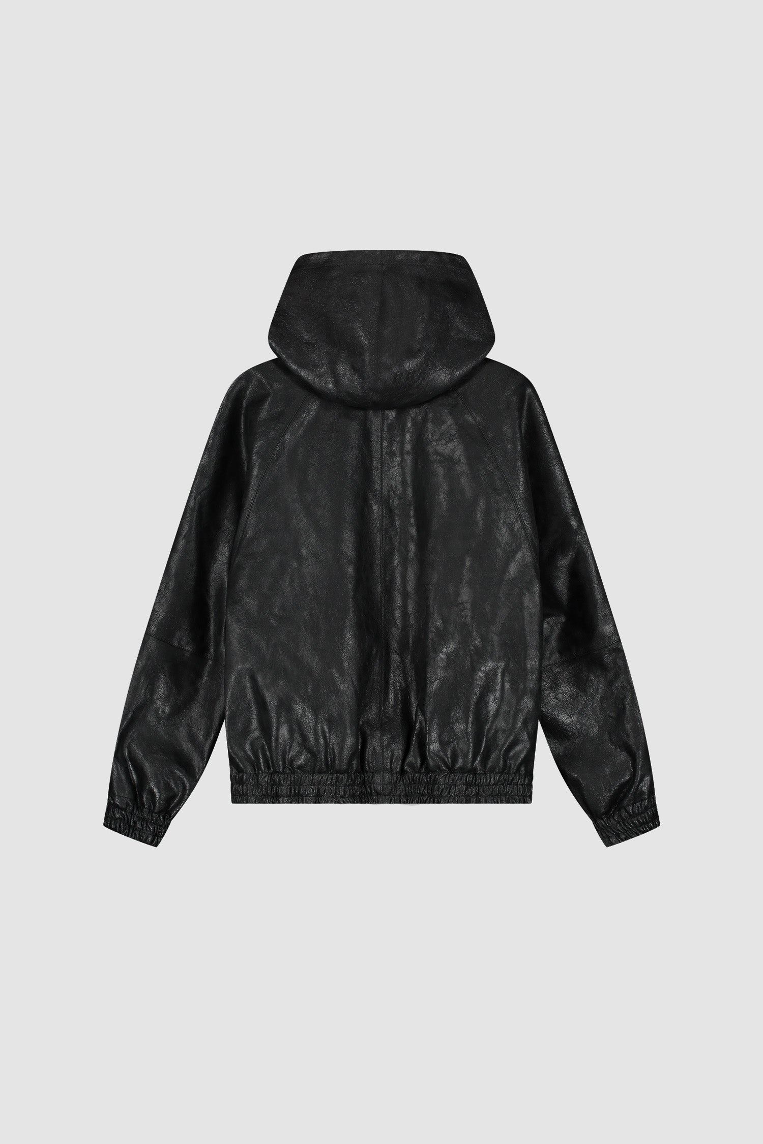 Veste en cuir craquelé noir, vue arrière