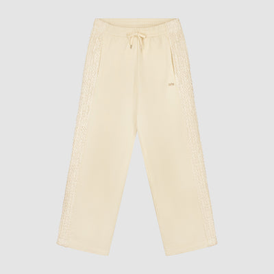 Pantalon à bandes fleuries - Crème
