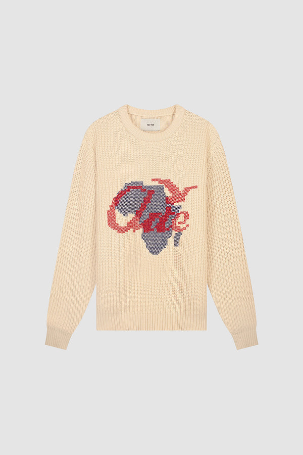 Cross Stitch Knit in Cream, front view