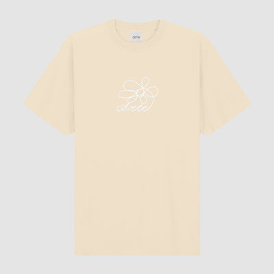 T-shirt brodé de fleurs - Crème