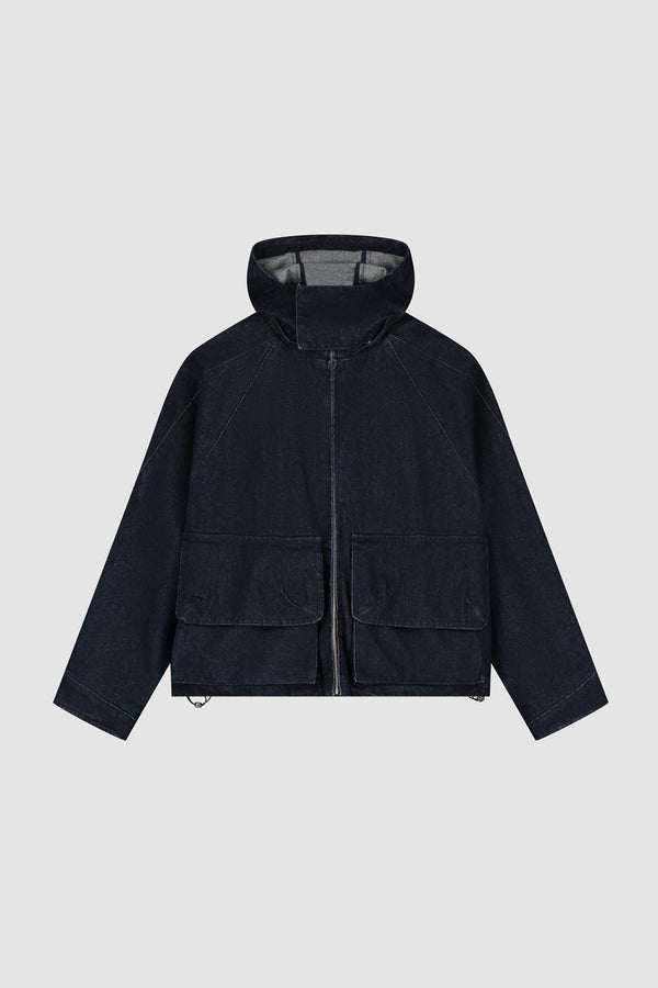 Denim Tech jacket in Navy, front view