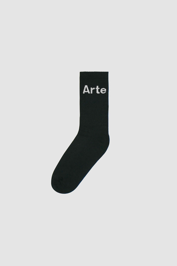 Essential Small Logo Socks in Black, front view