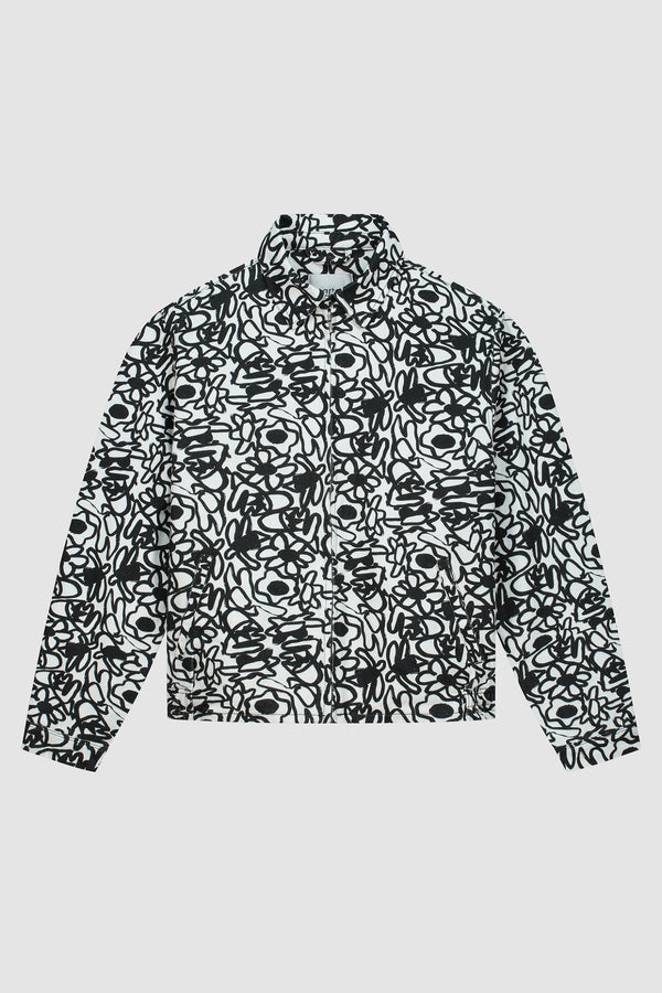 Allover Flowers Jacket in White, front view