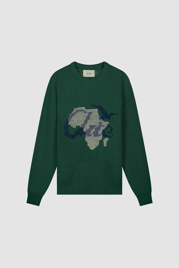 Cross Stitch Knit in Green, front view