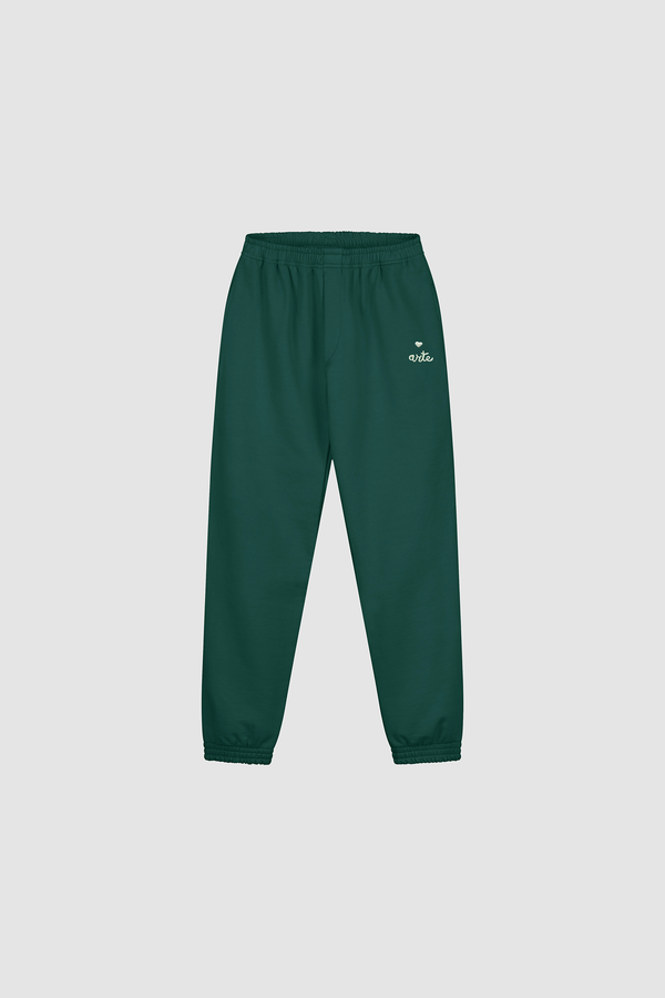 Heart Logo Sweatpants in Green, front view