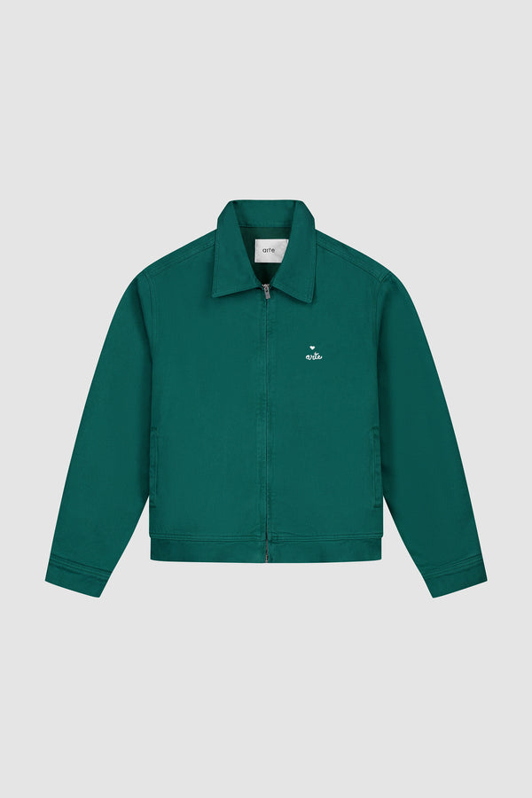 Heart Logo Jacket in Green, front view