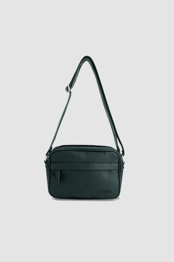 Texture Leather Bag in Green, front view